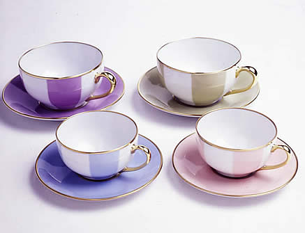 limoges striped teacups & breakfast cups