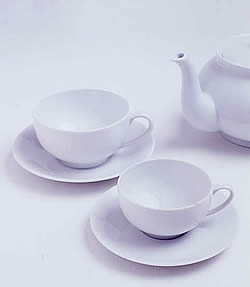 limoges white tea cups & teapot