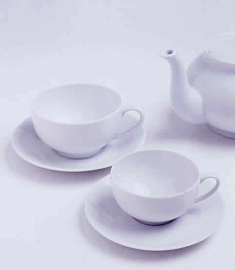 limoges white tea cup, breakfast cup & teapot