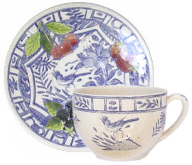 oiseau bleu jumbo breakfast cup- handpainted