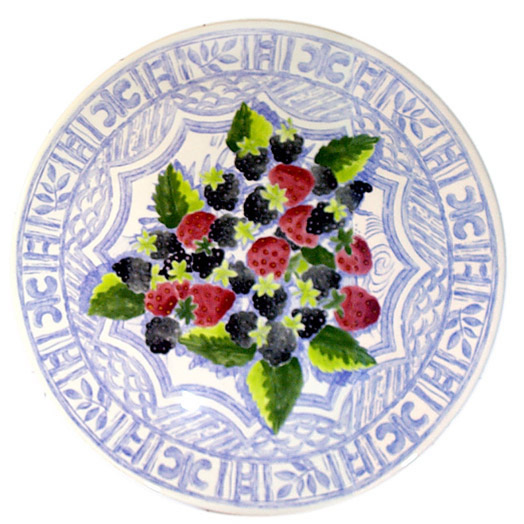 oiseau bleu handpainted cake platter 30 cm