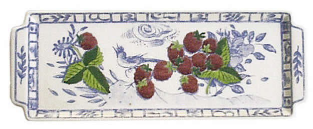 oiseau bleu handpainted oblong serving platter